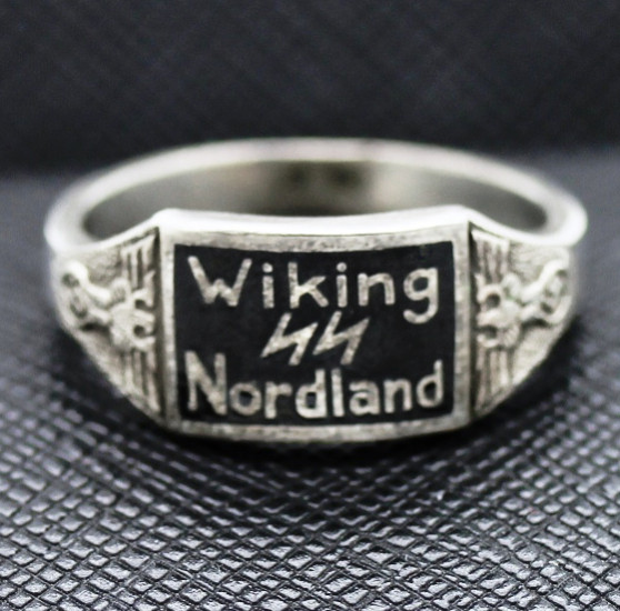 GERMAN WW2 NAZI WIKING NORDLAND WAFFEN SS DIVISION silver RING