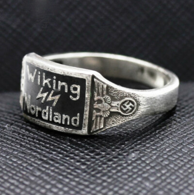 GERMAN WW2 NAZI WIKING NORDLAND WAFFEN SS DIVISION silver RING