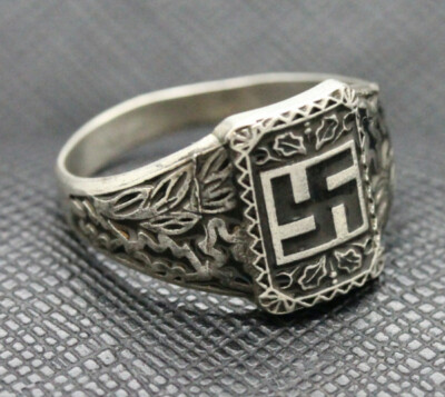 German ss ring nazi swastika silver
