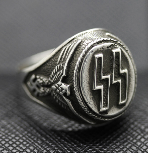 German ss ring silver eagle swastika