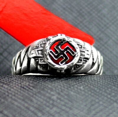 German ring swastika silver elite plait