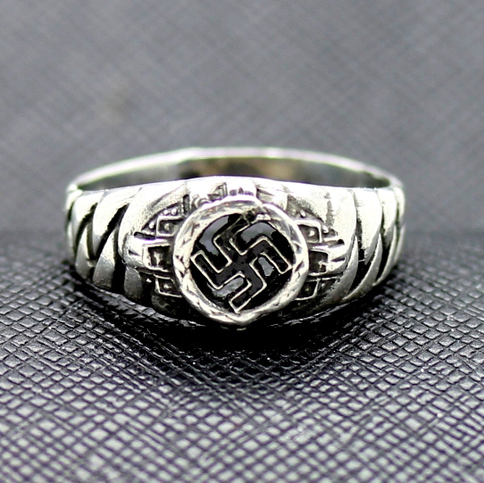 German ring swastika silver elite plait