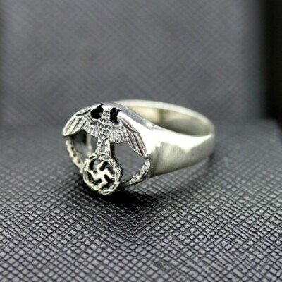 German silver ring eagle swastika elegant