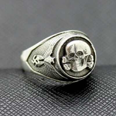 WWII SS Death Head silver ring German rings totenkopf