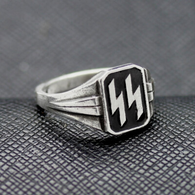 German Ring SS black enamel silver