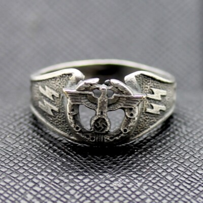 German ss ring waffen ww2 eagle swastika silver