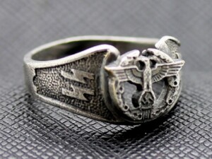 German ss ring waffen ww2 eagle swastika silver