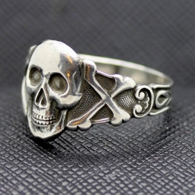 Silver German Skull and Crossbones Ring